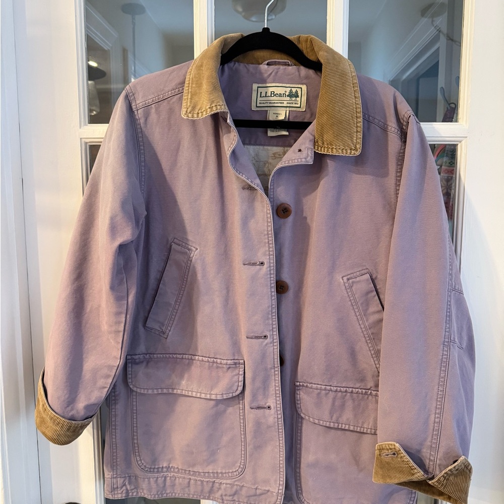 L.L. Bean Women's Lavender Jacket with Brown Trim